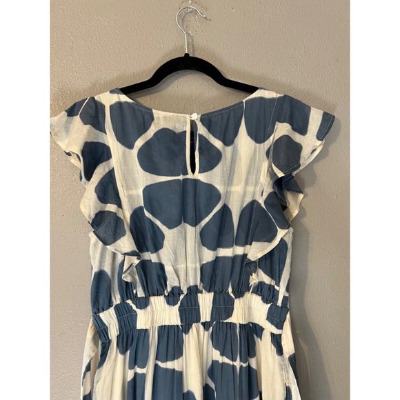 The Odells Maxi Seville Dress Cream Blue Cotton Washable - Picture 13 of 16